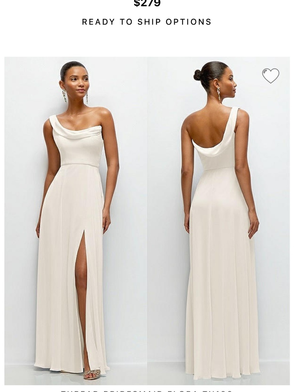 One-Shoulder White Evening Gown with Drape Neckline